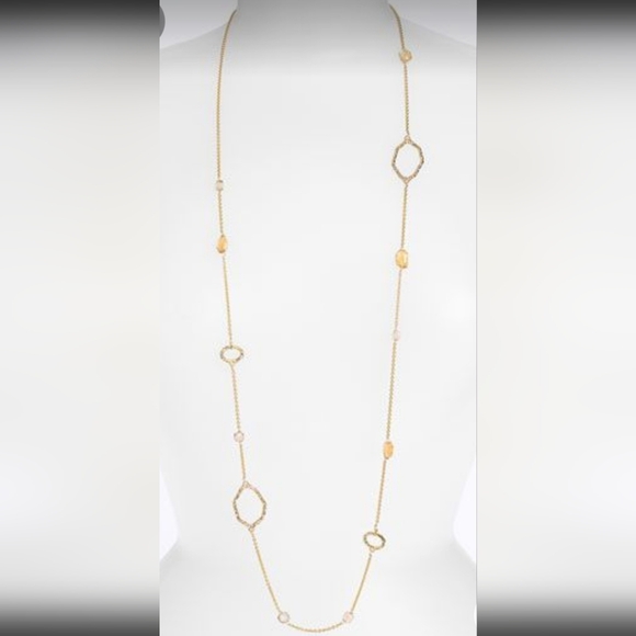Alexis Bittar Delano station necklace gold crystal Vintage NWOT